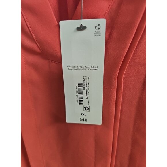 NWT Liz Claiborne Women’s Pleated PINK V-Neck Blouse Sz XXL - Picture 2 of 5